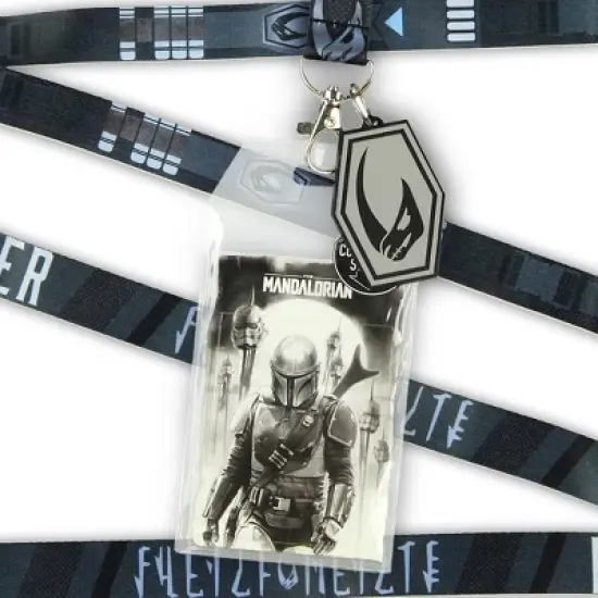 Star Wars The Mandalorian Bounty Hunter Lanyard ID Holder With Rhino Rubber Charm image {4}
