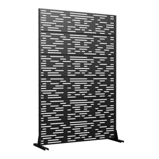 72" H&times;47"W Dovelina Black Metal Planter Box with Trellis Privacy Screen for Patio image {5}