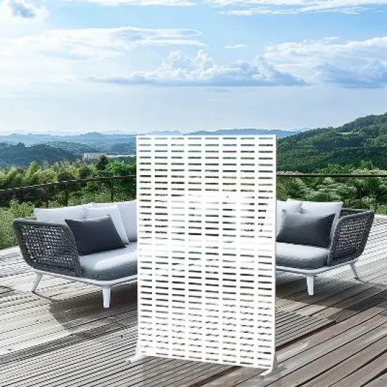 Lirago 72 in. White Galvanized Metal Outdoor Privacy Screens Garden Outdoor Fence image {1}
