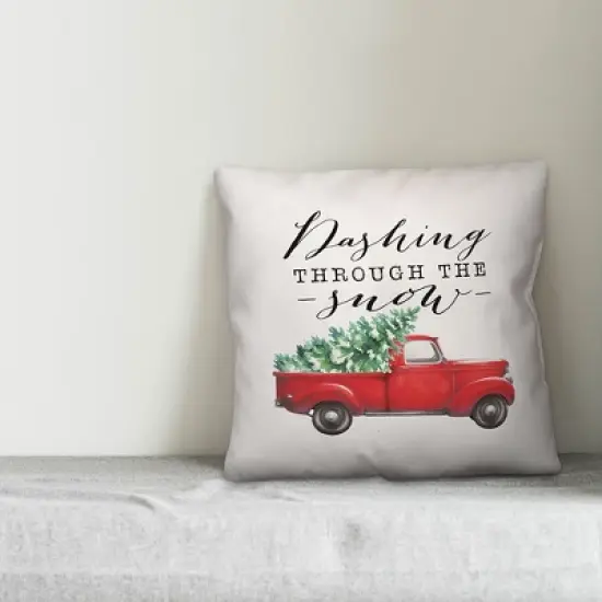Creative Products Dashing Through the Snow Red Truck 20x20 Indoor / Outdoor Pillow image {2}