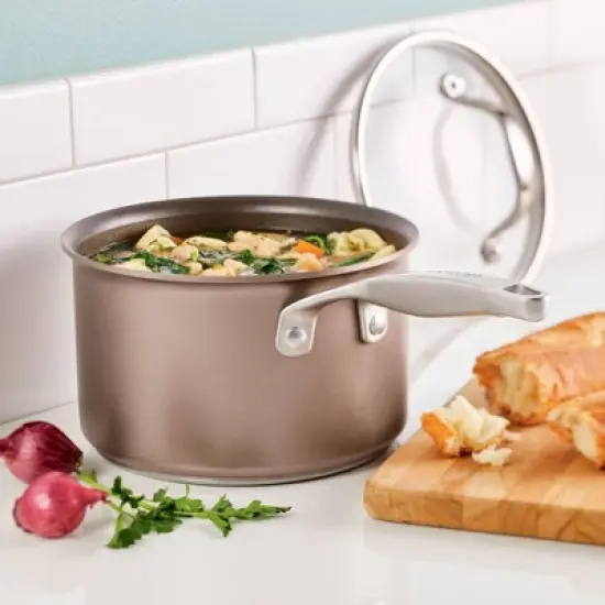 Anolon Ascend 3qt Hard Anodized Nonstick Saucepan with Lid Bronze image {9}