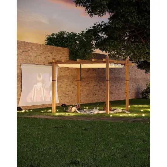 Acekool Aluminum Pergola with Retractable Canopy, Modern Outdoor Sun Shade Shelter image {6}