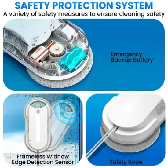 POWEART W1 Automatic Window Cleaner Robot with Smart Navigation & Remote Control - Cleans Framed/Frameless Windows, Glass Doors & Tile image {5}