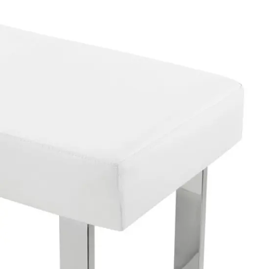 Amanda Faux Leather Bench White - Armen Living image {4}