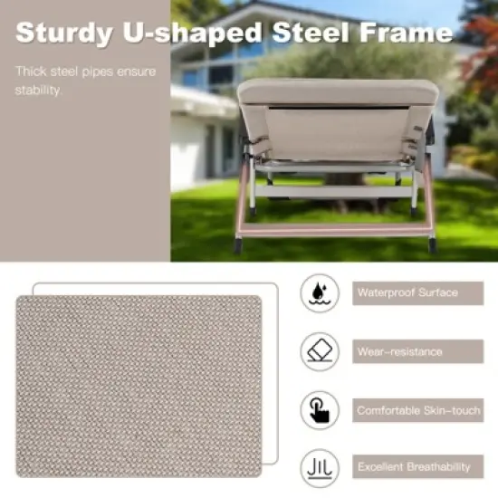 Tangkula Folding Camping Cot, Adjustable 7-position Lounge Chair w/ Removable Headrest & Cup Holder Black/ Grey/ Beige/ Blue image {6}