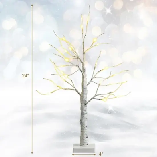 Costway 2ft/ 4ft/ 5ft/ 6ft Pre-lit White Twig Birch Tree for Christmas Holiday w/ LED Lights image {3}