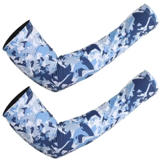 Unique Bargains Basketball Sports Camouflage Cooling Arm Elbow Compression Sleeve Navy Blue 1 Pair image {6}