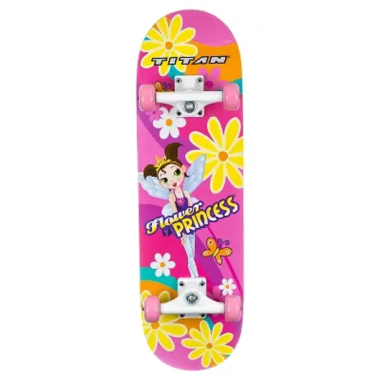 TITAN 9272 Flower Princess Complete 28" Girls' Pink skateboard image {1}