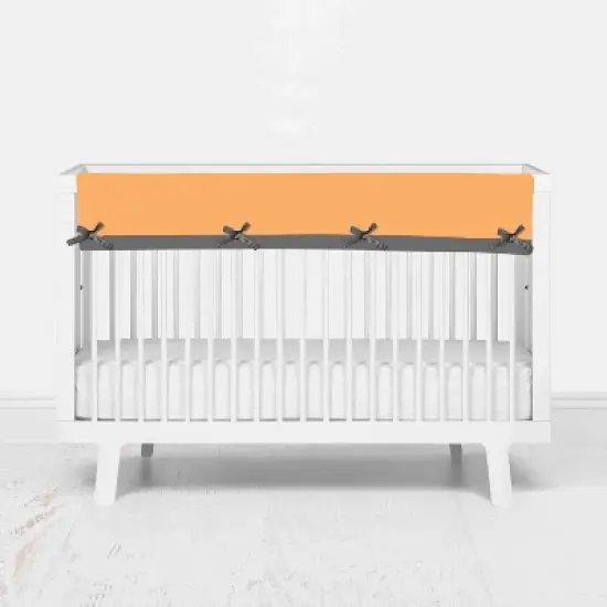 Bacati - Solid Aqua/Orange/Gray Long Crib Rail Guard Cover  image {1}