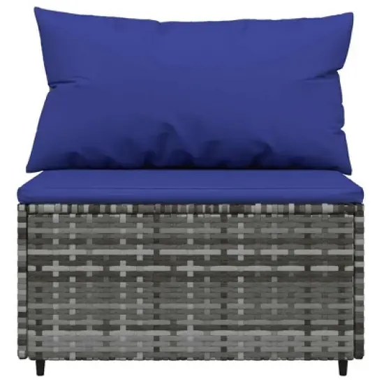 vidaXL Patio Lounge Set Gray PE Rattan Standard Modular image {5}