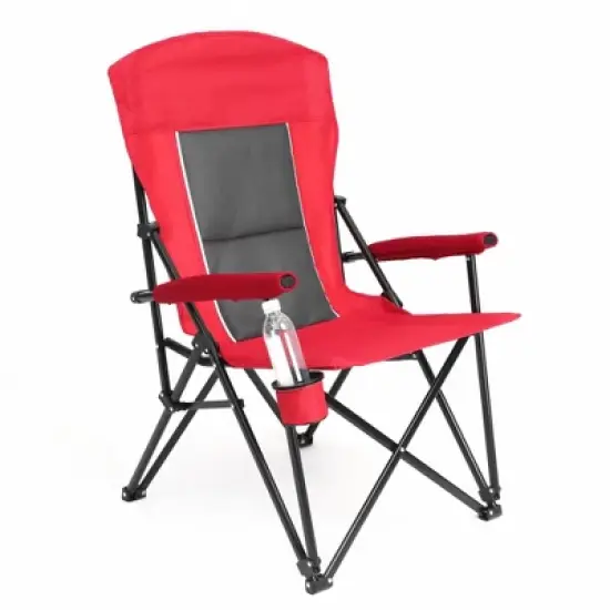 Sevobal Outdoor Portable Chairs High Back Lawn Chair with Cup Holder and Collapsible Design for Backyard Garden Patio, Red, 9.06"*6.69"*36.22" image {5}