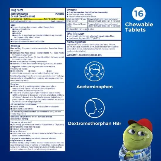 Mucinex Kids' Mighty Chews CCF - Daytime Tablets - Acetaminophen - 16ct image {5}