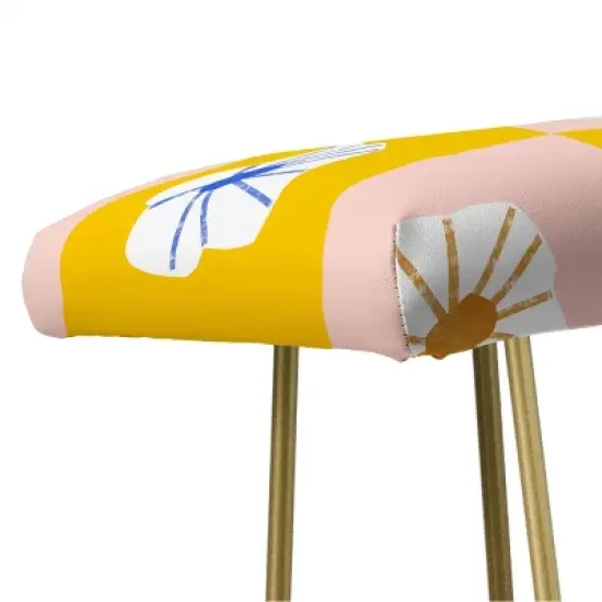 Maritza Lisa White Checkered Flowers Bench Yellow - Deny Designs image {2}