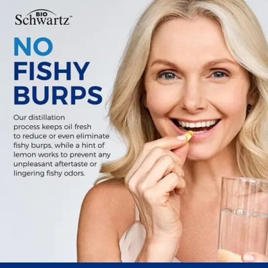 Omega 3 Fish Oil Softgels, 1200mg EPA and 900mg DHA Fatty Acid, Supports Joint, Eyes, Brain & Skin Health, Burp-less Lemon Flavor, Bioschwartz,90ct image {1}