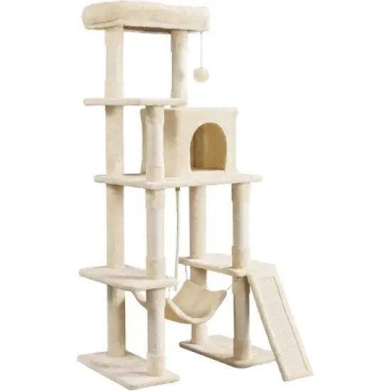Yaheetech 63" Multilevel Plush Cat Tree with Hammock for Cats Kitchens image {10}