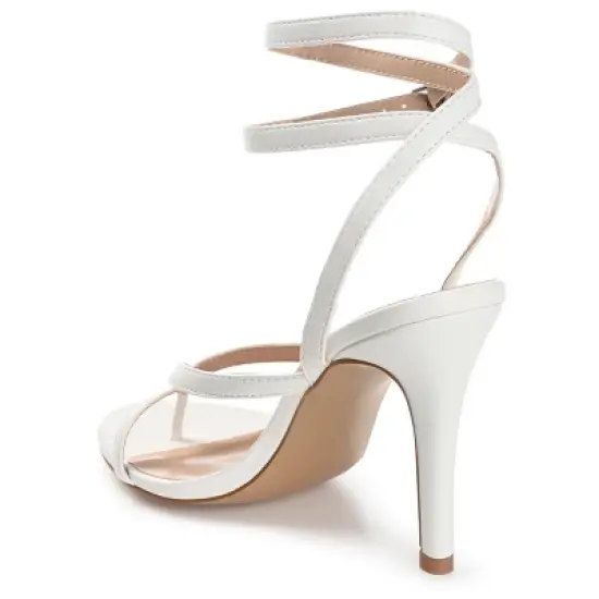 Journee Collection Womens Waverlee Open Toe High Stiletto Pumps White 10 image {6}