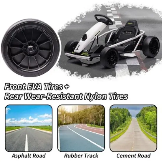 24V 9Ah Kids Ride-On Go-Kart Toy, High-Speed 8MPH Drifting Car with Powerful Motors image {1}
