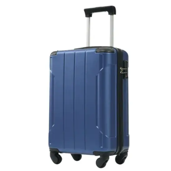 20-Inch Blue Hardshell ABS Luggage with Double Spinner Wheels and TSA Lock Travel Carry-On Luggage image {7}