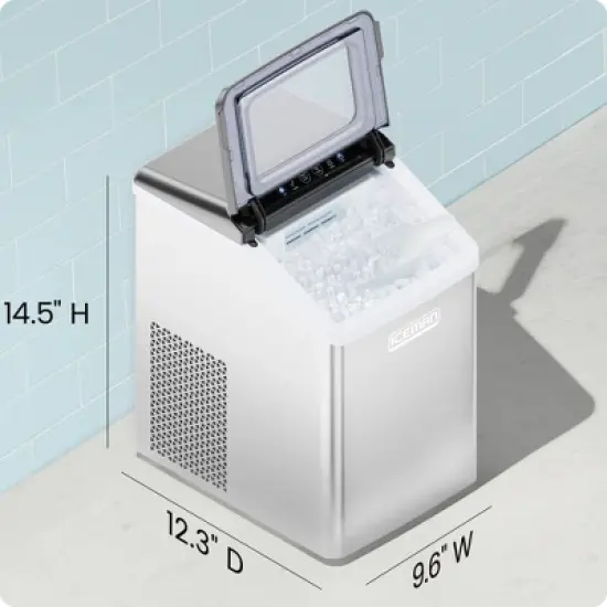 ICEMAN Pebble Countertop Ice Maker with Ice Scoop and Basket - Stainless Steel image {8}