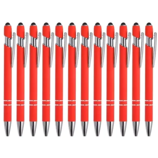 Unique Bargains Metal Black Ink Medium Point 2 in 1 Ballpoint Pen with Screen Touching Tip Style 1 12 Pcs image {13}