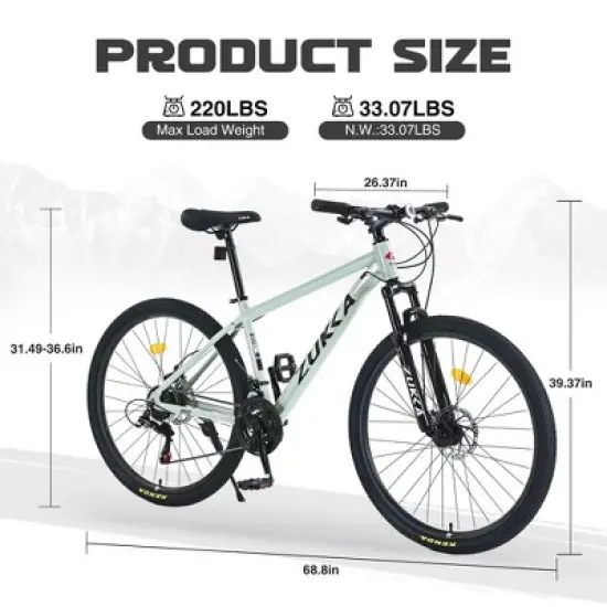 NAYSAYE Bicycle Mountain Bike 27.5 Inch Wheels 21 Speed Front Suspension for Men Women Boys and Girls, Green, 68.8"*26.37"*39.37" image {4}