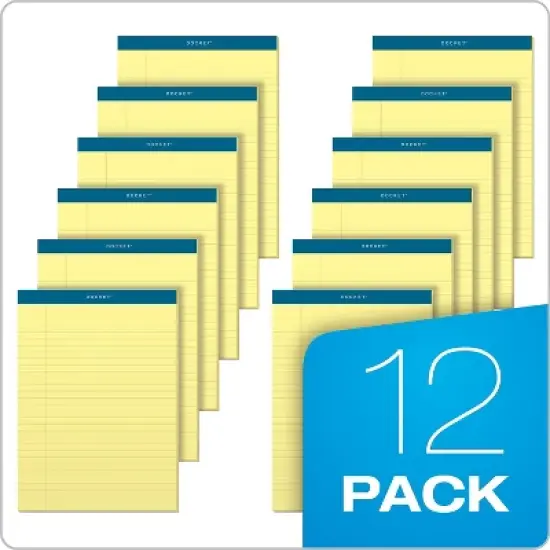 TOPS Docket Ruled Perforated Pads 8 1/2 x 11 3/4 Canary 50 Sheets Dozen 63400 image {6}
