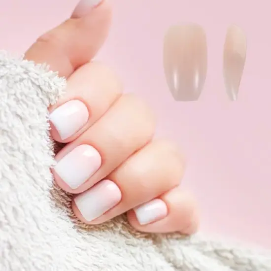 Unique Bargains Women's Fashion Fake Nails Pink White 120-pieces Per Set image {3}