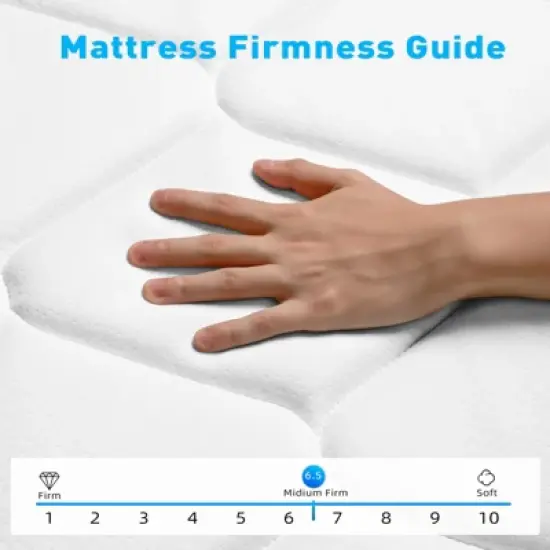 Swedrea Hybrid Mattress Cool Medium Firm Gel Memory Foam Pocket Spring, White image {5}