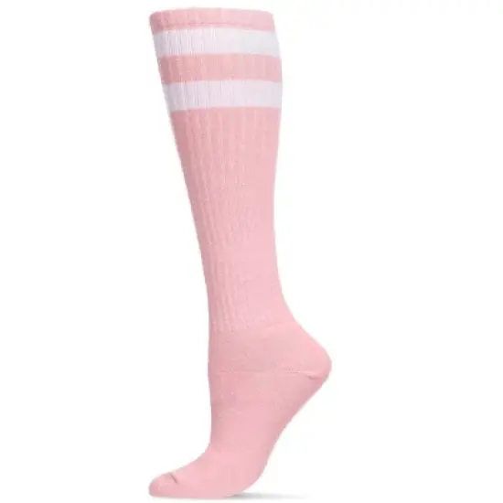 Memoi Women's Ribbed Rugby Athletic Stripe Knee High Socks image {5}