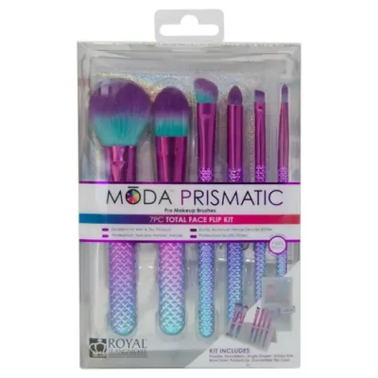 MODA Brush Prismatic Total Face 7pc Travel Sized Makeup Brush Flip Kit, Includes Powder, Foundation, and Angle Shader Makeup Brushes image {12}