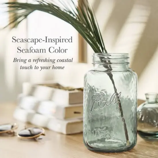 Ball 32oz 4pk Glass Regular Mouth Mason Color Jar with Lid and Band Seafoam Green image {4}