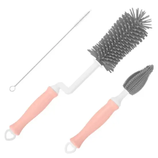 Unique Bargains Silicone 360 Rotation Curved Handle Bottle Cleaning Brush image {7}