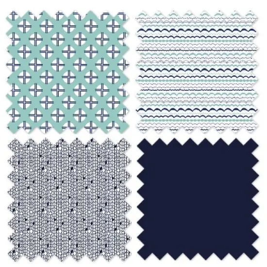 Bacati - Noah Mint Navy 3 pc Crib Bedding Set image {8}
