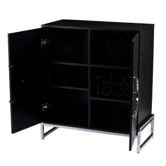 Henstinger Double Door Bar Cabinet Black/Chrome - Aiden Lane image {9}