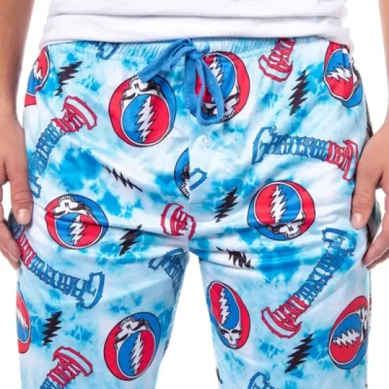 Grateful Dead Men's Steal Your Face Blue Tie Dye Adult Lounge Pajama Pants image {2}