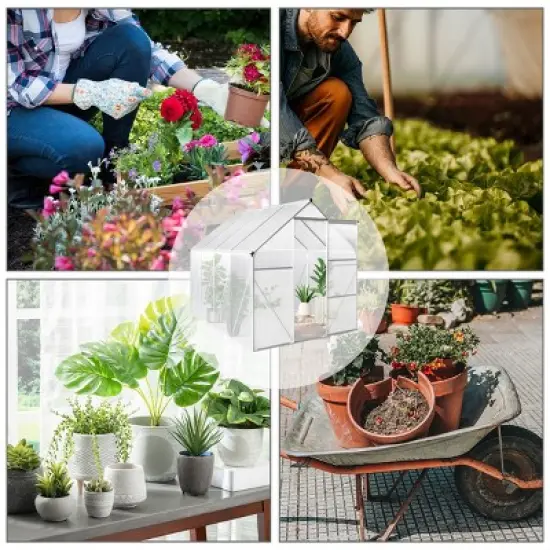 SEVOBAL Greenhouse with Twin-Wall PC Panels Sliding Door Roof Vent Quick-Assembly UV Protection Walk-in Greenhouse for Plants, Clear, 189"*32.5"*80" image {4}