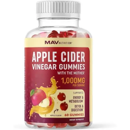 Apple Cider Vinegar Gummies, Organic ACV Supplement with the Mother for Energy, Metabolism, Detox & Digestion, Apple Flavor, MAV Nutrition, 60ct image {7}