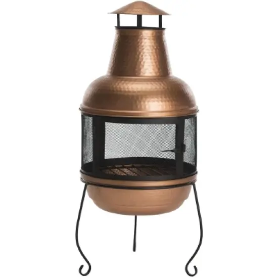 Lima Outdoor Chiminea/Fire Pit - PIT1000 - Copper/Black - Safavieh image {4}