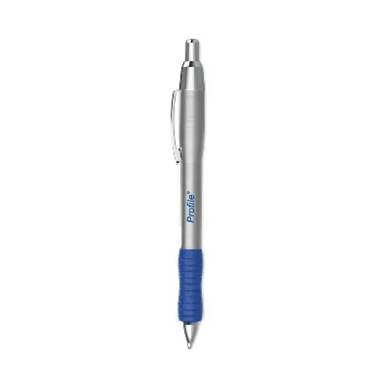 Paper Mart Paper Mate Profile Metal Ballpoint Pen Retractable Medium 1 mm Blue Ink Silver Barrel image {1}