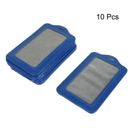 Unique Bargains Vertical Design Faux Leather Business Card Holders Blue Clear 10 Pcs image {1}