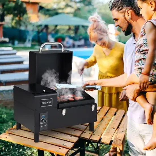 Costway Electric Wood Pellet Grill and Smoker Tabletop w/ Temperature Probe image {2}