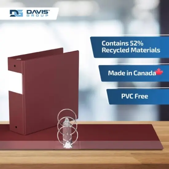 Premium Economy 3" Round Ring Binder 6pk Burgundy: Davis Group, Hard Cover, 600 Sheet Capacity, 2 Pockets, Polypropylene image {6}