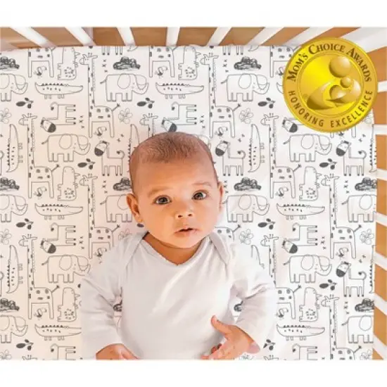 The Peanutshell Fitted Crib Sheets - Black and White Safari Animals - 2pk image {3}