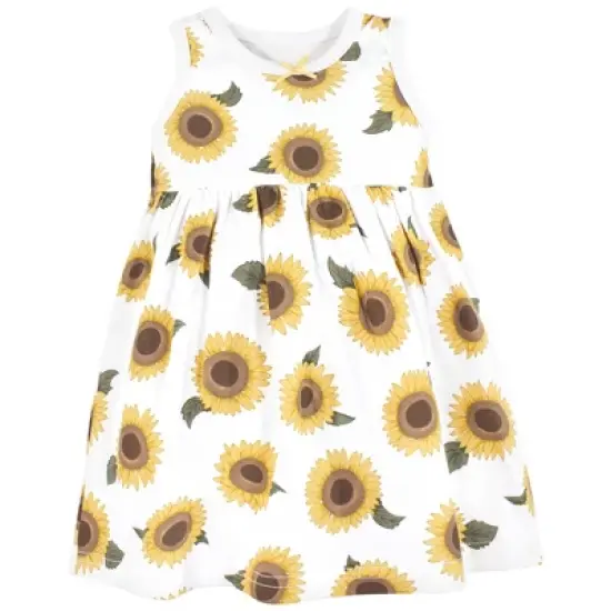 Hudson Baby Infant Girl Cotton Dress and Cardigan Set, Sunflower image {3}