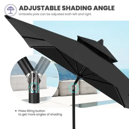 Crestlive Products 10 x 6.5 FT Double Top Patio Outdoor Umbrella  Rectangular Tilting Parasol Waterproof image {4}