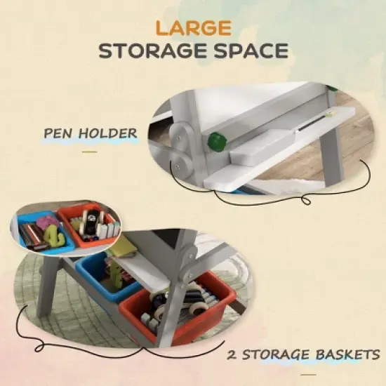 Dexmalle Double Sided Whiteboard & Chalkboard for Toddlers image {3}