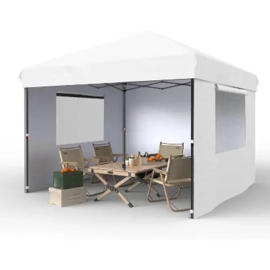 10x10 Foot Commercial Canopy, Heavy Duty Outdoor Shelter with 3 Side Panels, Simple One-Person Setup, Perfect for Events & Markets image {13}