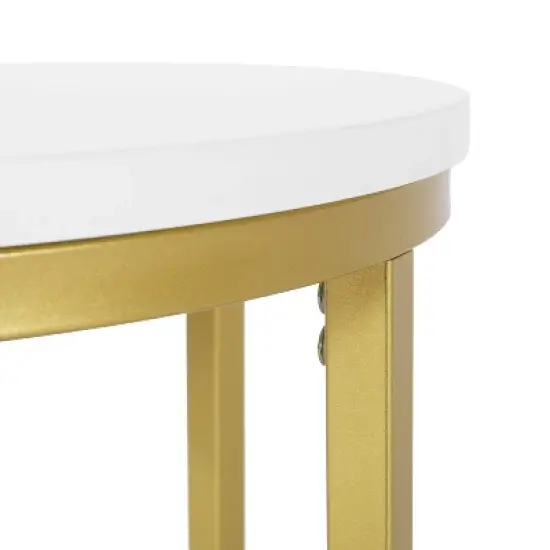 Ingersol Modern Glam C Shaped End Table White/Gold - Christopher Knight Home image {5}