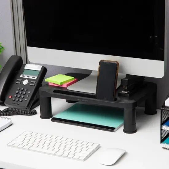 Mind Reader 2pk Small Plastic Monitor Stands Black image {5}