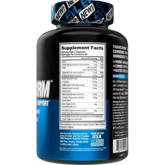 Evlution Nutrition Trans4orm - Thermogenic Fat Burner - 60 Servings image {1}